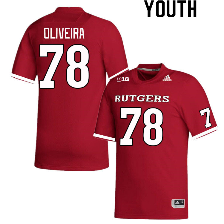 Youth #78 Nick Oliveira Rutgers Scarlet Knights College Football Jerseys Stitched Sale-Scarlet
